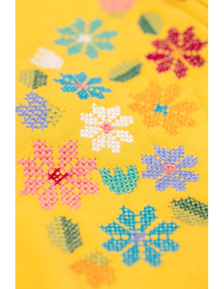 FELPA BIMBA IN COTONE BIOLOGICO FELPATO CON RICAMO "FLOWERS"