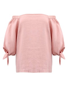BLUSA CON SPALLE SCESE IN 100% LINO "AGNETA" - ROSA