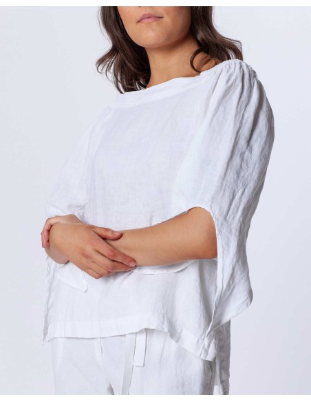 BLUSA CON SPALLE SCESE IN 100% LINO "AGNETA"