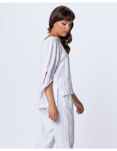 BLUSA CON SPALLE SCESE IN 100% LINO "AGNETA"