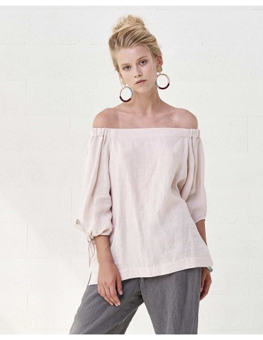BLUSA CON SPALLE SCESE IN 100% LINO "AGNETA"