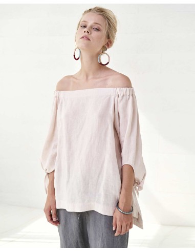 BLUSA CON SPALLE SCESE IN 100% LINO "AGNETA"