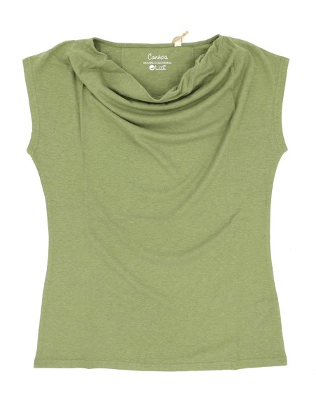 TOP DONNA SCOLLO A CASCATA IN CANAPA