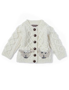 CARDIGAN ARAN BABY IN LANA IRLANDESE "PECORELLA" - NATURALE 2