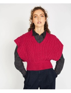 GILET IN LANA IRLANDESE E CASHMERE "FARMLEIGH" - LAMPONE 2