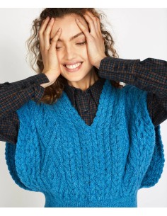 GILET IN LANA IRLANDESE E CASHMERE "FARMLEIGH" - BLU 2