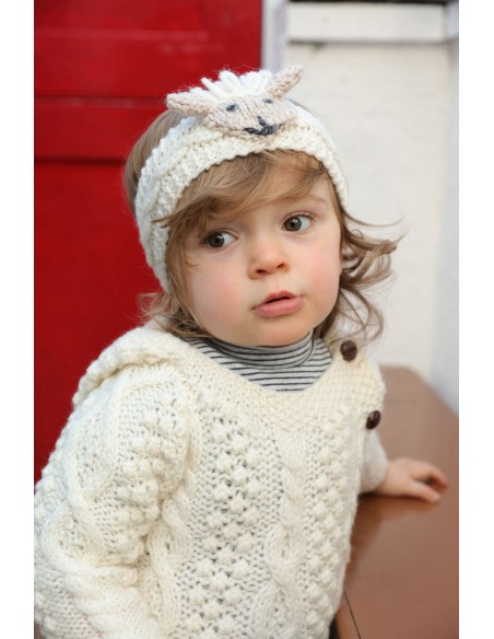 MAGLIONE CON CAPPUCCIO BABY ARAN IN LANA IRLANDESE