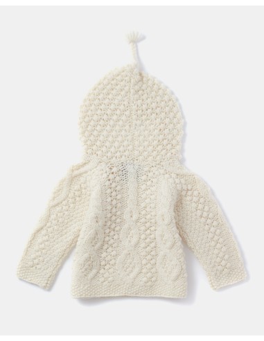 MAGLIONE CON CAPPUCCIO BABY ARAN IN LANA IRLANDESE