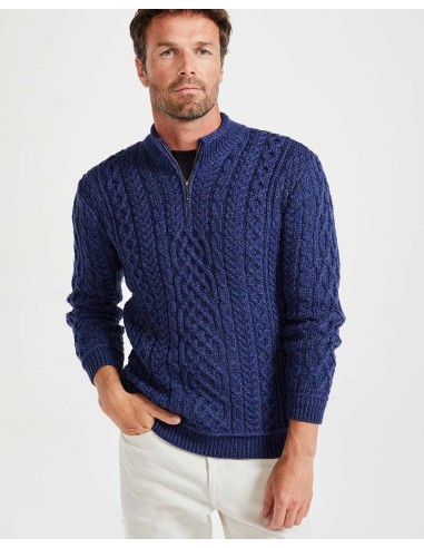MAGLIONE ARAN UOMO IN LANA SUPERSOFT "MEZZA ZIP"