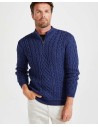 MAGLIONE ARAN UOMO IN LANA SUPERSOFT "MEZZA ZIP"