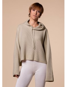 FELPINA CORTA IN 100% CASHMERE RIB CON CAPPUCCIO "ENISA"...