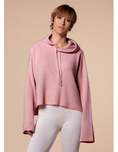 FELPINA CORTA IN 100% CASHMERE RIB CON CAPPUCCIO "ENISA"...