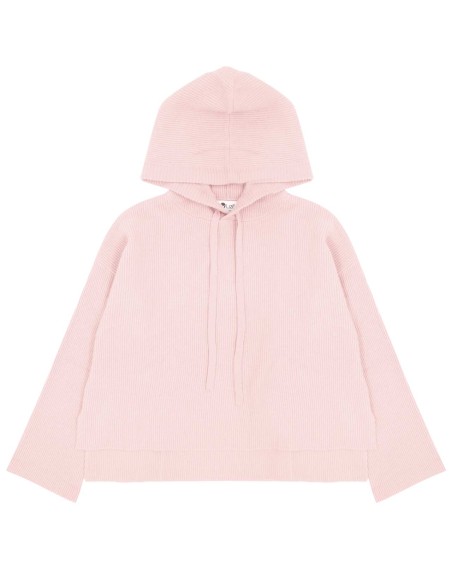 FELPINA CORTA IN 100% CASHMERE RIB CON CAPPUCCIO "ENISA"