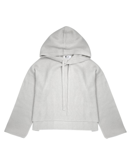 FELPINA CORTA IN 100% CASHMERE RIB CON CAPPUCCIO "ENISA"