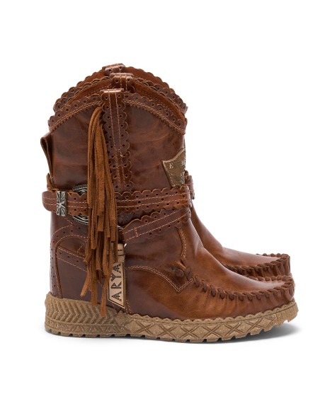 STIVALE INDIANINO CON FRANGE IN PELLE NATURALE "ARYA"
