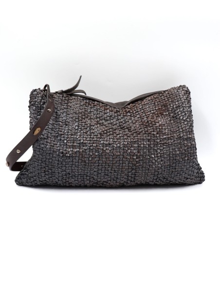 BORSA BUSTINA MEDIA IN PELLE DI VITELLO INTRECCIATA "GROOVE"