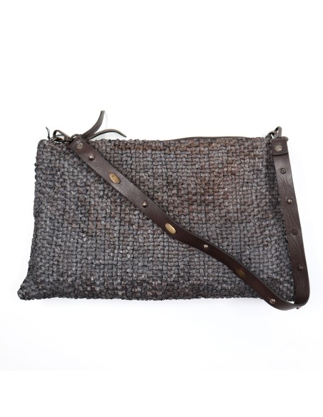 BORSA BUSTINA MEDIA IN PELLE DI VITELLO INTRECCIATA "GROOVE"