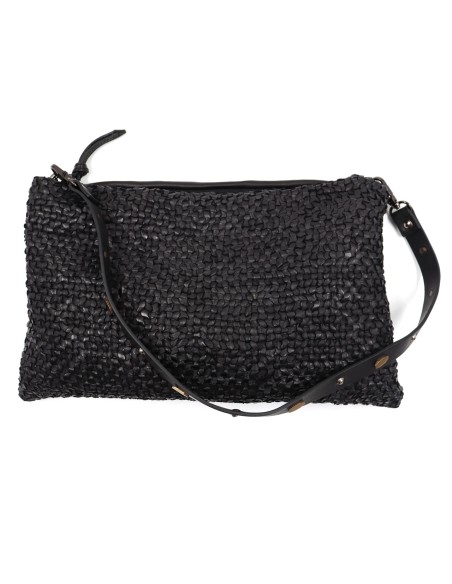 BORSA BUSTINA MEDIA IN PELLE DI VITELLO INTRECCIATA "GROOVE"