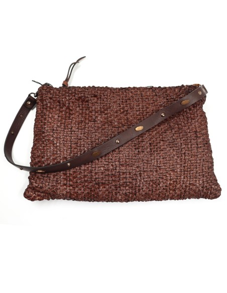 BORSA BUSTINA MEDIA IN PELLE DI VITELLO INTRECCIATA "GROOVE"