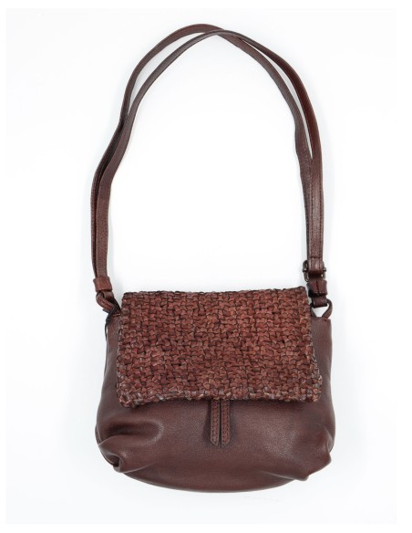 BORSETTA PICCOLA A TRACOLLA IN PELLE DI VIRELLO INTRECCIATA "GROOVE"