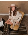 CAPPELLO IN LANA CON CINTA IN PELLE "BOHO"