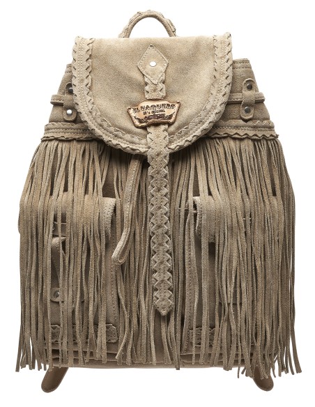 ZAINO ARTIGIANALE IN PELLE SCAMOSCIATA CON FRANGE "MERMAID"