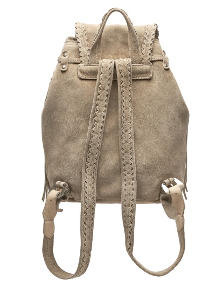 ZAINO ARTIGIANALE IN PELLE SCAMOSCIATA CON FRANGE "MERMAID"