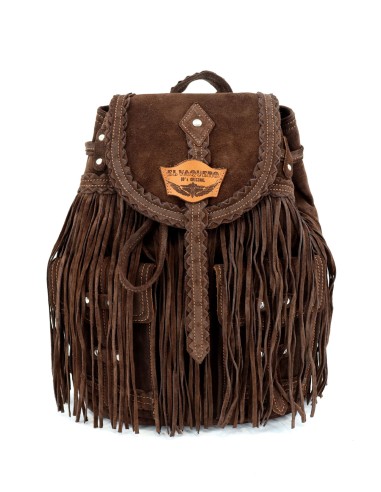 ZAINO ARTIGIANALE IN PELLE SCAMOSCIATA CON...