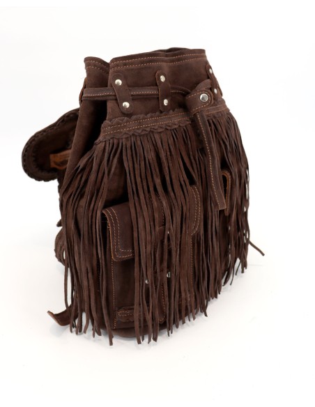ZAINO ARTIGIANALE IN PELLE SCAMOSCIATA CON FRANGE "MERMAID"