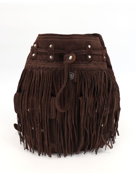 ZAINO ARTIGIANALE IN PELLE SCAMOSCIATA CON FRANGE "MERMAID"