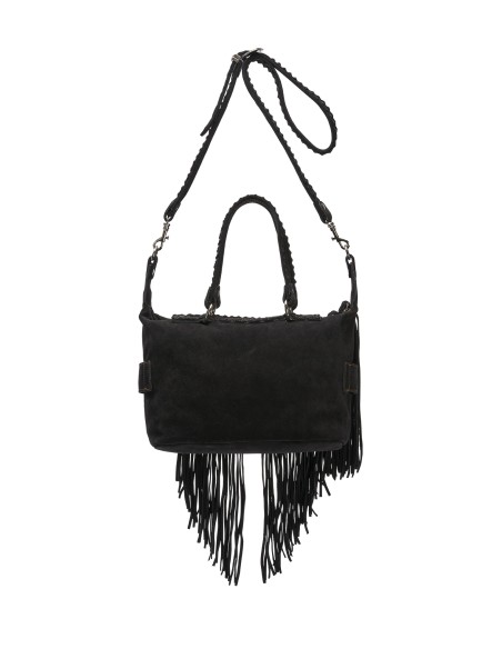 BORSA BAULETTO INDIANINO IN PELLE SCAMOSCIATA CON FRANGE "BYRON"