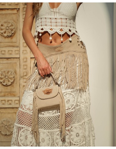 BORSETTA ARTIGIANALE IN PELLE SCAMOSCIATA CON...