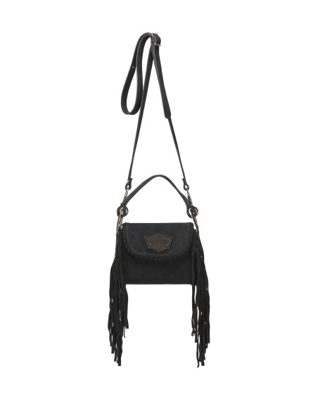 BORSETTA ARTIGIANALE IN PELLE SCAMOSCIATA CON FRANGE "DARYA"