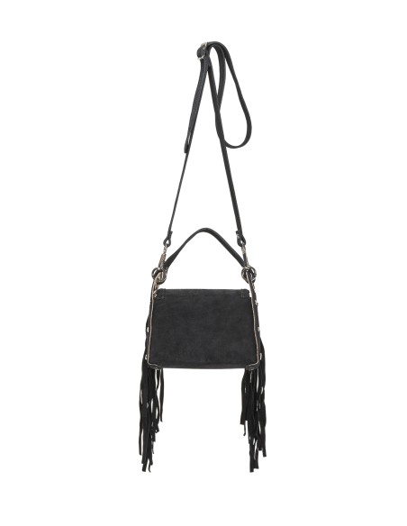 BORSETTA ARTIGIANALE IN PELLE SCAMOSCIATA CON FRANGE "DARYA"