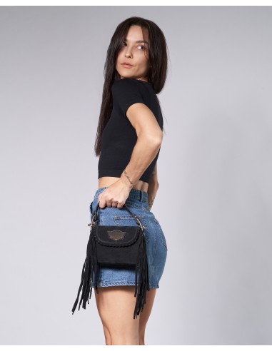 BORSETTA ARTIGIANALE IN PELLE SCAMOSCIATA CON...