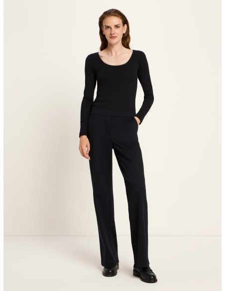 PANTALONE A GAMBA DRITTA IN LANA E COTONE BIOLOGICO