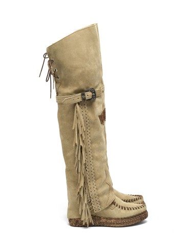 STIVALE INDIANINO ALTO CON FRANGE IN PELLE...