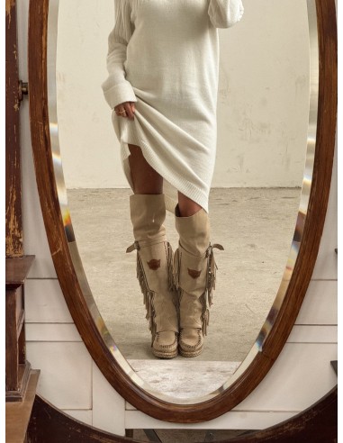 STIVALE INDIANINO ALTO CON FRANGE IN PELLE...