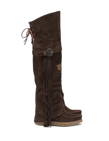 STIVALE INDIANINO ALTO CON FRANGE IN PELLE...
