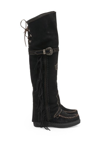 STIVALE INDIANINO ALTO CON FRANGE IN PELLE...