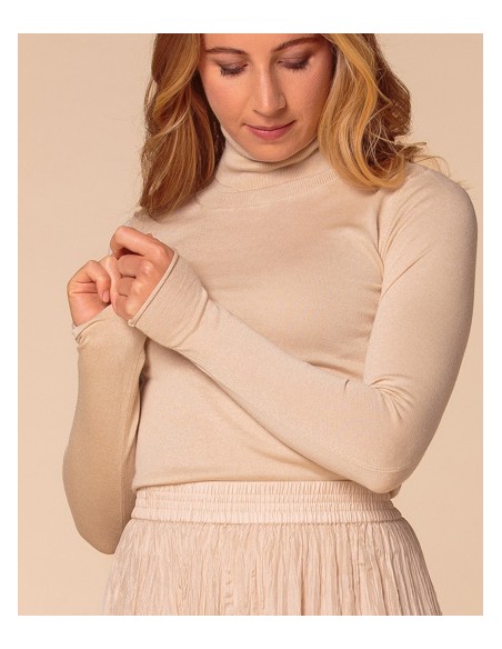 CASHMIRETTA COLLO ALTO IN SETA E CASHMERE "ELENA"