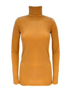 CASHMIRETTA COLLO ALTO IN SETA E CASHMERE "ELENA" - CURCUMA
