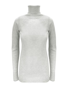 CASHMIRETTA COLLO ALTO IN SETA E CASHMERE "ELENA" - GRIGIO