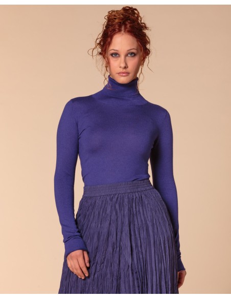 CASHMIRETTA COLLO ALTO IN SETA E CASHMERE "ELENA"