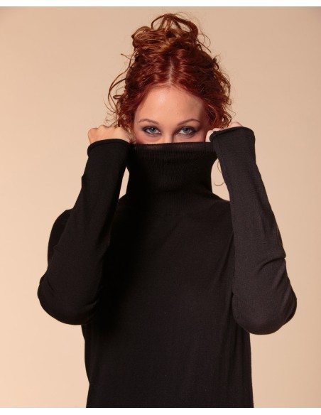 CASHMIRETTA COLLO ALTO IN SETA E CASHMERE "ELENA"