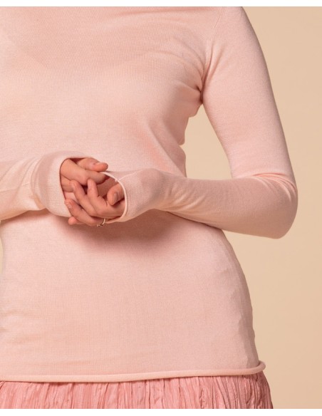 CASHMIRETTA COLLO ALTO IN SETA E CASHMERE "ELENA"