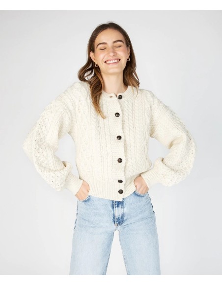 CARDIGAN MORBIDO IN LANA IRLANDESE "CLOVER"