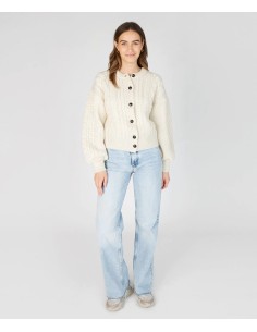 CARDIGAN MORBIDO IN LANA IRLANDESE "CLOVER" - NATURALE 2