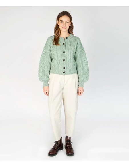 CARDIGAN MORBIDO IN LANA IRLANDESE "CLOVER"