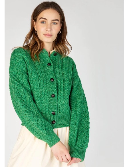 CARDIGAN MORBIDO IN LANA IRLANDESE "CLOVER"